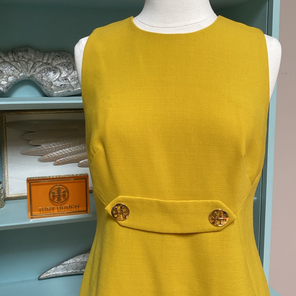 Tory Burch Yellow Dress with Gold Logo Hardware